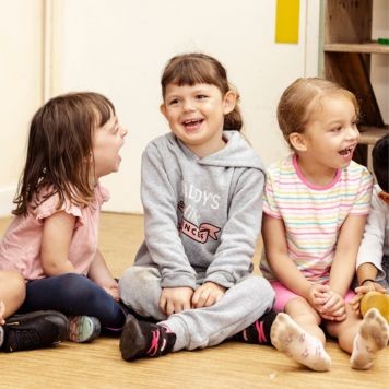 Nursery children taking part in a Light Up Language session. Photo by Camilla Adams.